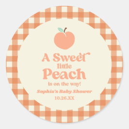 En söt liten persikofrukt Rosa Orange Babykläder Runt Klistermärke
