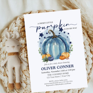 En söt liten pumpa på väg Pojk-baby shower Inbjudningar