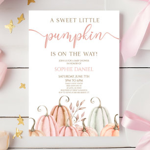 En söt liten pumpa rosa orange baby shower inbjudningar