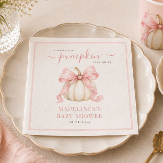 En söt liten pumpa rosa rosett babyflicka shower pappersservett