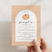 En söt liten pumpa välkommen baby shower-inbjudan