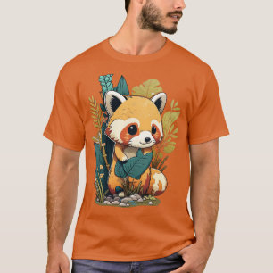 En söt liten röd panda i skogen t shirt