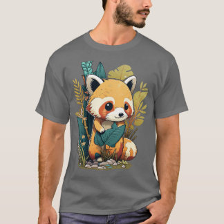 En söt liten röd panda i skogen t shirt