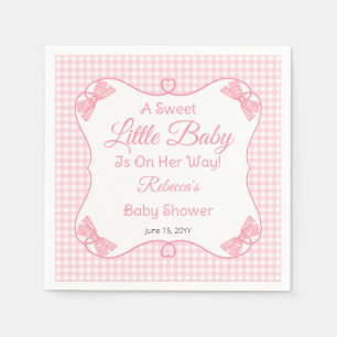 En söt liten Rosa i Baby Bows Girl Baby Shower Pappersservett