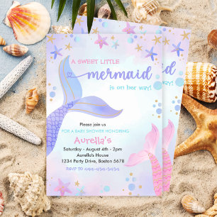 En söt, liten Sjöjungfru, babyskor Party Inbjudningar