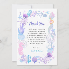 En söt liten Sjöjungfru Pastel Baby Shower Tack Kort