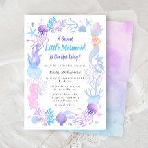 En söt liten sjöjungfru Pastell babyflicka shower