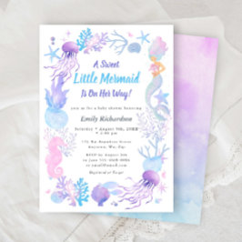 En söt liten sjöjungfru Pastell Bebis Flick Shower Inbjudningar