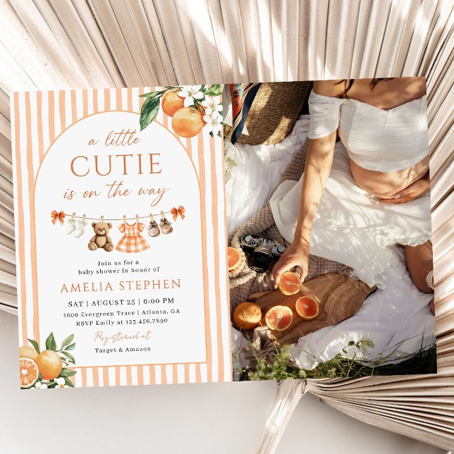 En söt litet apelsin citrus baby shower fotot inbjudningar (Skapare uppladdad)