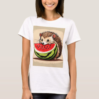 en söt, lycklig hedgehog som tar en bita från biet t shirt