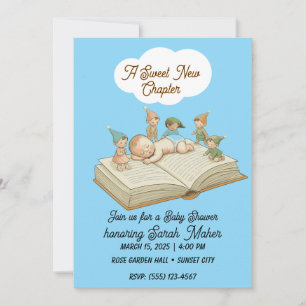 En söt ny kapitel-sagobok Baby Shower-inbjudan Inbjudningar