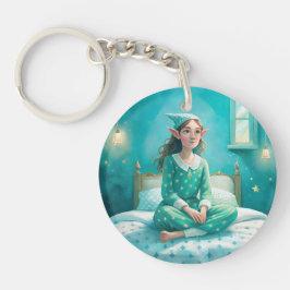 En söt nyckelkedja med tecknad elf är blå