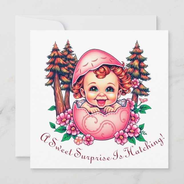 En söt överraskning kläcks julkort (Framsida)