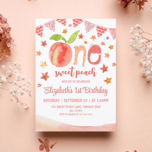En söt Peach Girl 1:a födelsedagen Inbjudningar