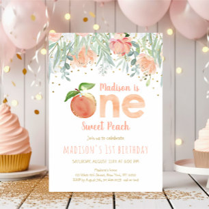 En söt Peach Girl 1:a födelsedagen Inbjudningar
