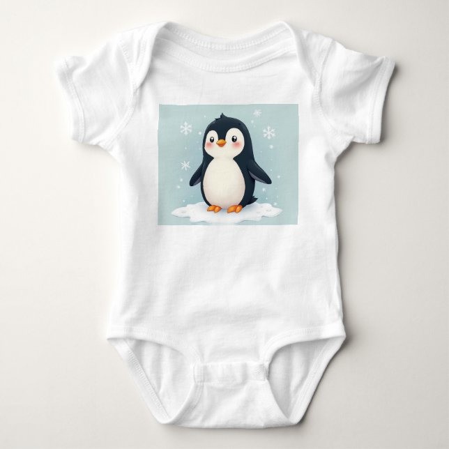 en söt pingvin Baby Bodykostym T Shirt (Framsida)