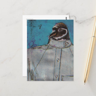 En söt pingvinfågel i kostym vykort