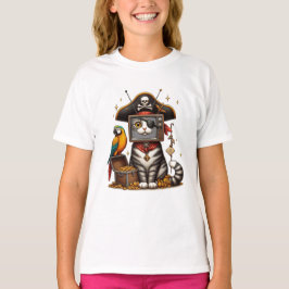 En söt Pirat-katt med TV på huvudet T Shirt
