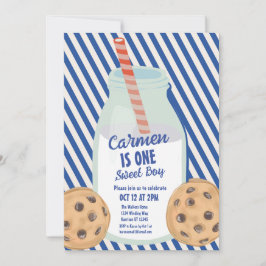 En söt pojkcookie Första födelsedag Inbjudningar