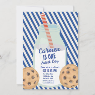 En söt pojkcookie Första födelsedag Inbjudningar