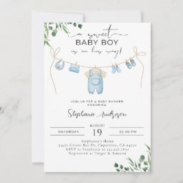 En söt pojke är på väg till Tvätt Blue Inbjudningar