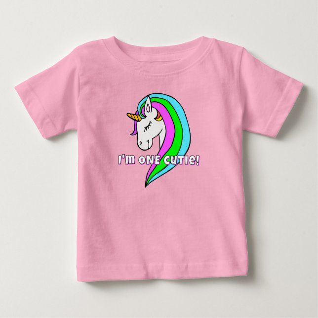 En söt regnbågsenhörning för bebis - T-shirt (Framsida)
