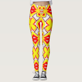 En söt röd gult vit "Ratti_Kreativ_Arts" Leggings