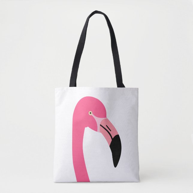 En söt rosa flamingo isolerad tygkasse (Framsida)