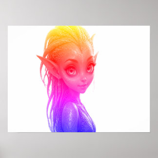 En söt rosa utomjordisk Alien flicka på en vägg Poster