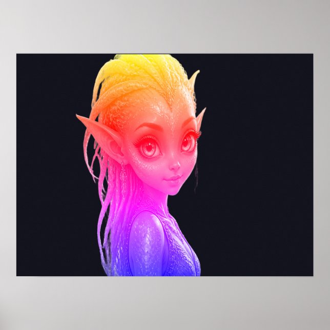 En söt rosa utomjordisk Alien flicka på en vägg Poster (Framsidan)
