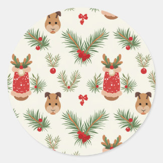 En söt Rudolph och jul Runt Klistermärke