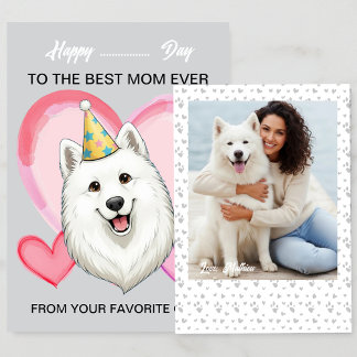 En söt Samoyed på en speciell tillställning för Ma Julkort