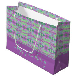 En Söt stor Lila Flower Patterned Gift Bag