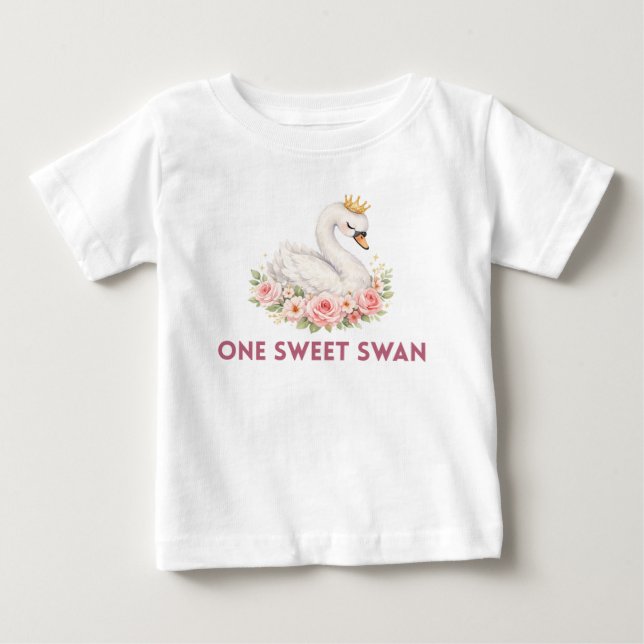 En söt svan födelsedagsklädsel t shirt (Framsida)