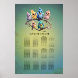 En söt tecknad fågel parad i vibrant färg. poster