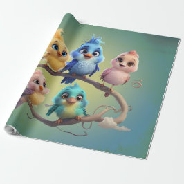 En söt tecknad fågel parad i vibrant färg. presentpapper