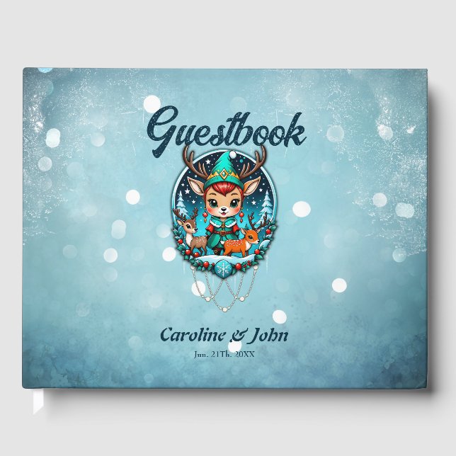 En söt tecknad stil renar gästböcker (Framsida)