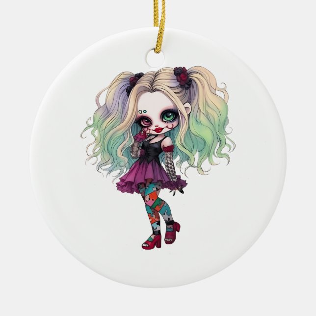 En söt tjej Halloween design samling 13 Julgransprydnad Keramik (Framsidan)
