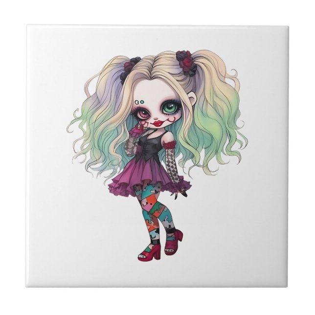 En söt tjej Halloween design samling 13 Kakelplatta (Framsidan)