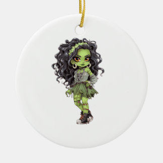 En söt tjej Halloween design samling 6 Julgransprydnad Keramik