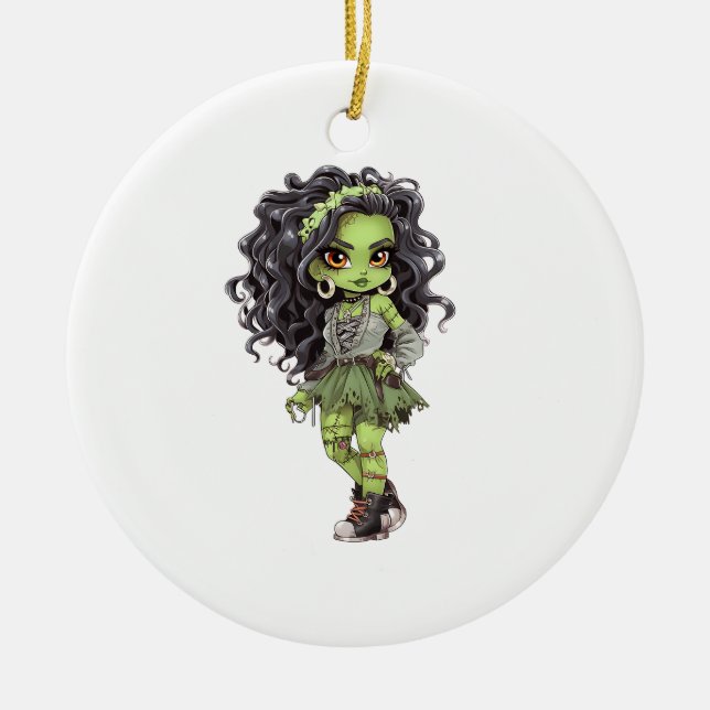 En söt tjej Halloween design samling 6 Julgransprydnad Keramik (Framsidan)
