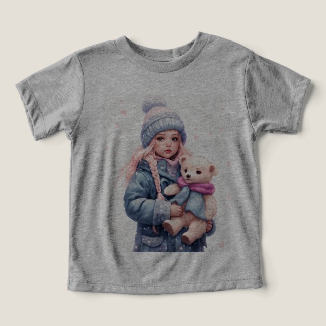 En söt tjej med teddy t shirt (Design Framsida)
