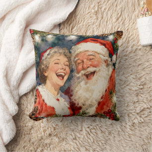 En söt Tomtefar och Tomtemor gammaldags jul Kudde