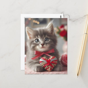 En söt Valentine Kitten Vykort