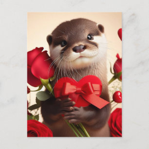 En söt Valentine Otter Vykort
