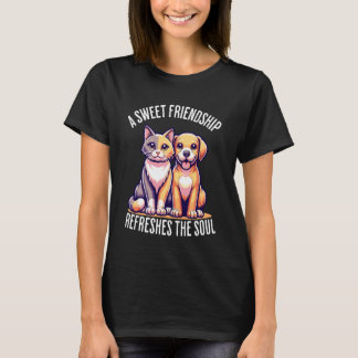 En Söt Vänskap Frisker Upp Själens Katt Hund Fris T Shirt