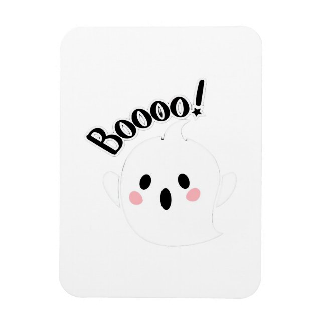 En söt vit Boo Kreativ Casual Magnet (Vertikal)