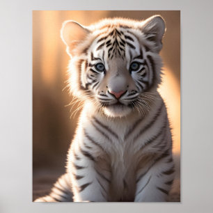 En söt vit tigerunge poster