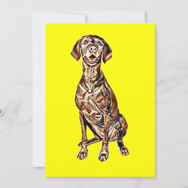 En söt Vizsla-hund sitter och tittar fram med Inbjudningar (Framsida)