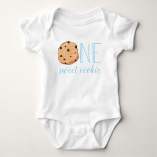 En sötad Cookie-blå första födelsedag Baby Bodykos T Shirt